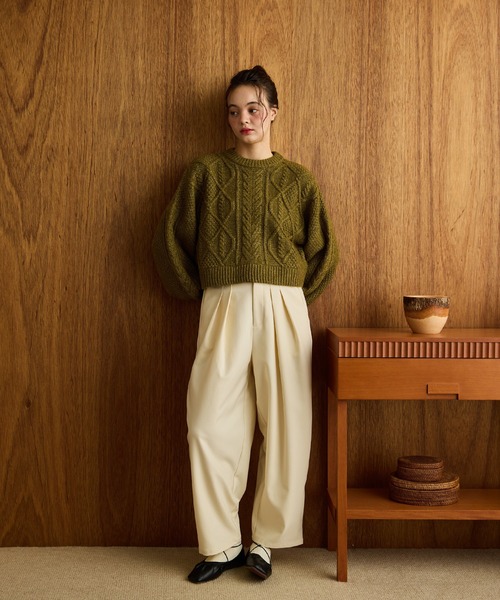OLUN | short cable knit/ショートケーブルニット - Buyee, an Online
