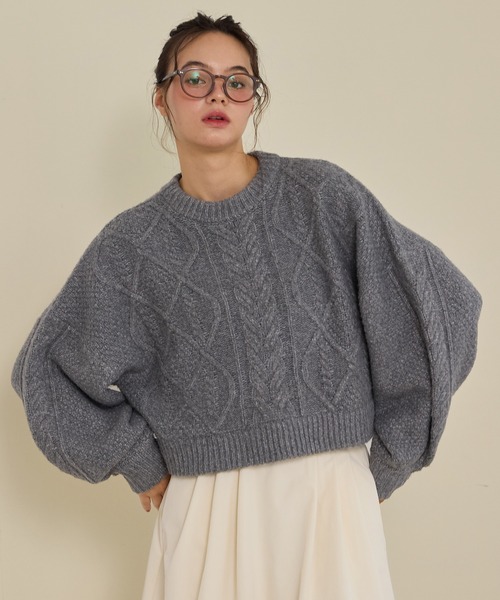 OLUN | short cable knit/ショートケーブルニット - Buyee, an Online