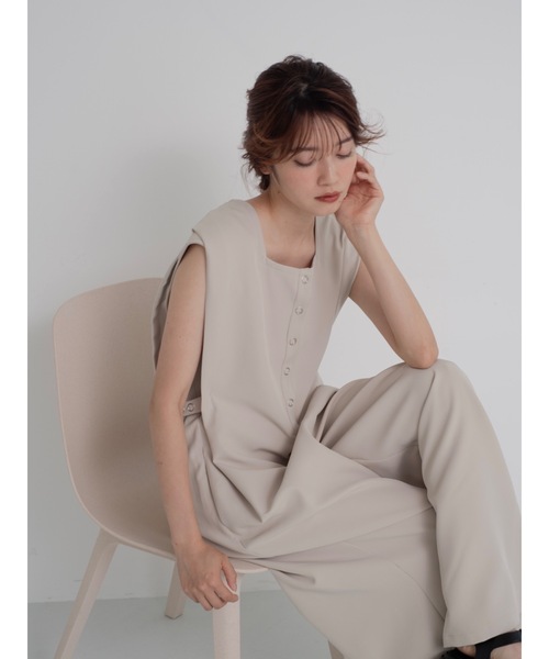 【逸品】・【サステナブル】ペプラムロンパース ADAM ET ROPÉ FEMME(アダム エ ロペ ファム) / 【逸品