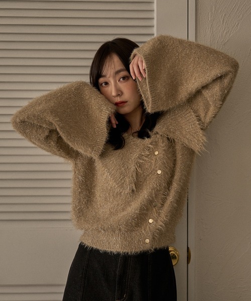 mideal グリッターワイドカラーニット glitter wide collar knit / グリッターワイドカラーニット（ニット