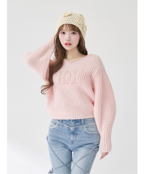 DARICH | ファンシービーズDDロゴボリュームニットトップス - Buyee