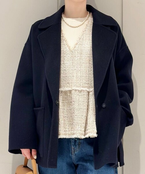 BALLSEY | プレミアムウールリバー オープンカラーショートコート