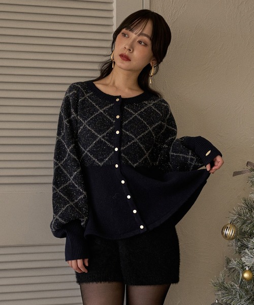 MIDEAL | argyle pattern peplum knit / アーガイルペプラムニット
