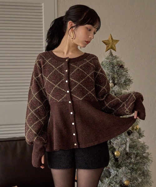 MIDEAL | argyle pattern peplum knit / アーガイルペプラムニット