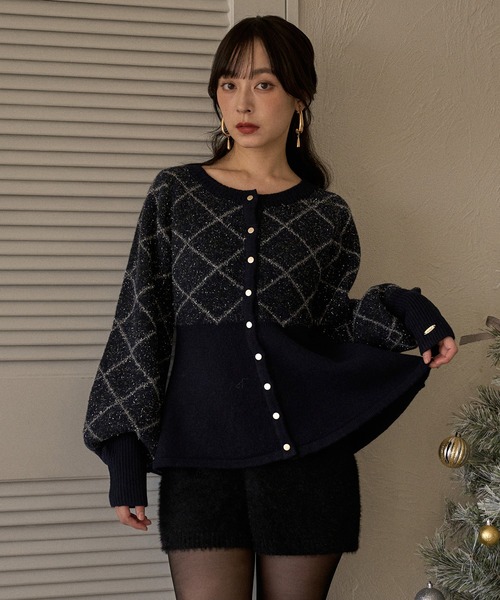 MIDEAL | argyle pattern peplum knit / アーガイルペプラムニット