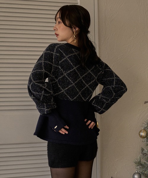 MIDEAL | argyle pattern peplum knit / アーガイルペプラムニット