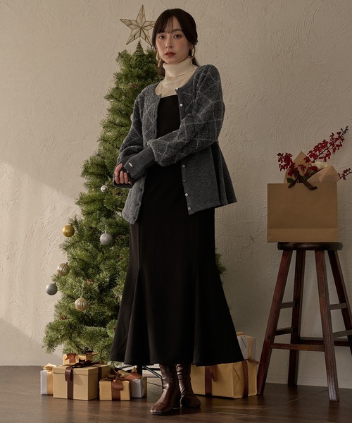 MIDEAL | argyle pattern peplum knit / アーガイルペプラムニット