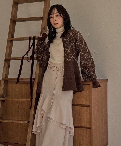 MIDEAL | argyle pattern peplum knit / アーガイルペプラムニット