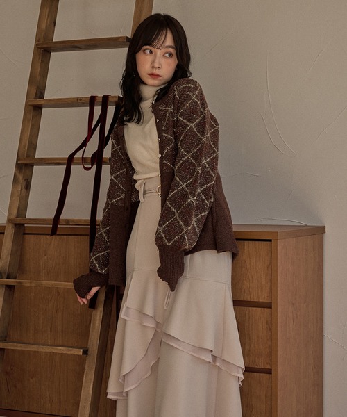 MIDEAL | argyle pattern peplum knit / アーガイルペプラムニット