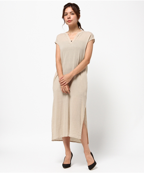 Tite In The Store Three Dots スリードッツ サイドスリットスキッパー襟半袖ロングワンピース Buyee An Online Proxy Shopping Service Shop At Zozotown Bot Online