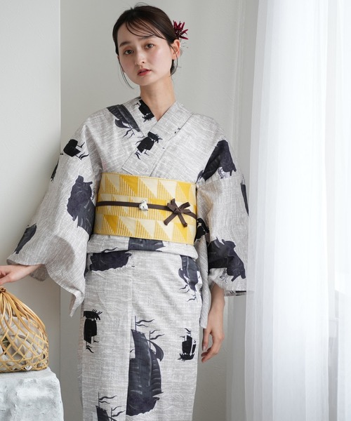 YUK utatane浴衣 ３点セット　ニコアンティーク　国内染色 古典柄 utatane（ウタタネ）の「選べる浴衣3点セット ニコアンティーク