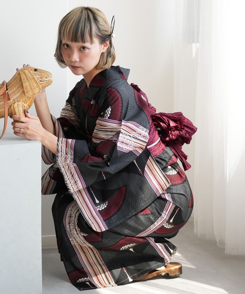 utatane ニコアンティーク和歌山染工 浴衣 ネイビー セット 帯