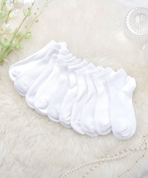 LACE LADIES | 【10足セット】リブ編みくるぶしソックス - Buyee