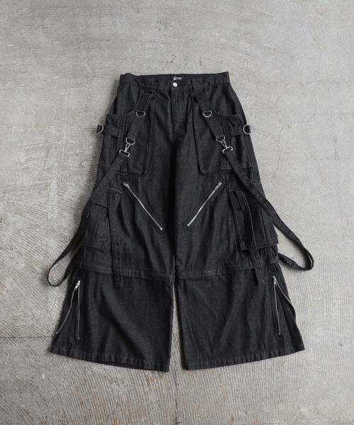 【ERAR】3wayルーズシルエットハイギミックサスペンダーカーゴデニムパンツ ERAR】3wayルーズシルエットハイギミックサスペンダーカーゴ