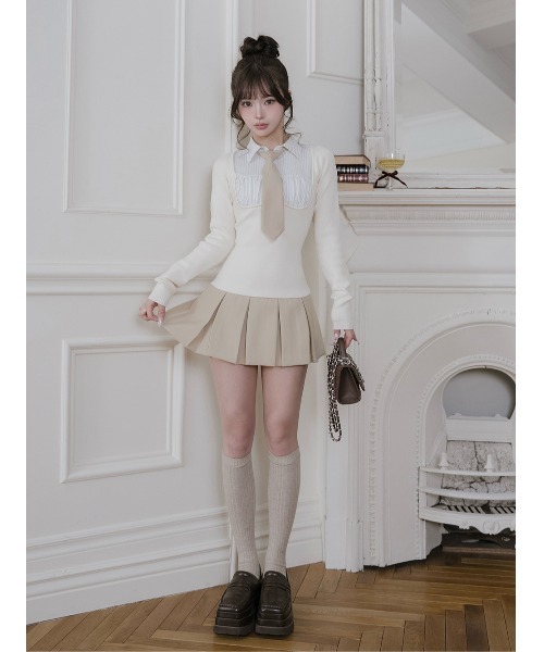 DARICH | ネクタイシャツドッキングニットミニワンピース - Buyee, an