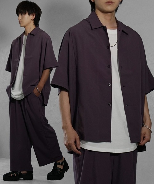 シルクイージーセット とろみオーバーサイズシャツ&ウエスト伸縮