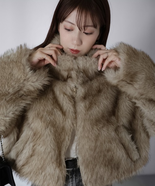 RIBERRY | ショート丈ダブルジップフェイクファーブルゾン - Buyee, an