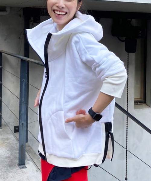 ♦本日希望価格にお値下げ♦✿AVIE✿テントラインパーカー黒 パーカーコート AVIE パーカー 「RENEWAL」テントライン裏毛パーカー レディース