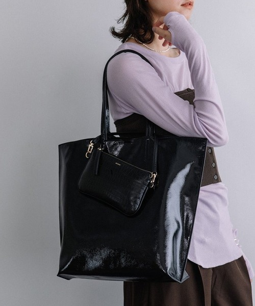 BEAURE)LEATHER BIG SHOULDER BAG ブラック BEAU