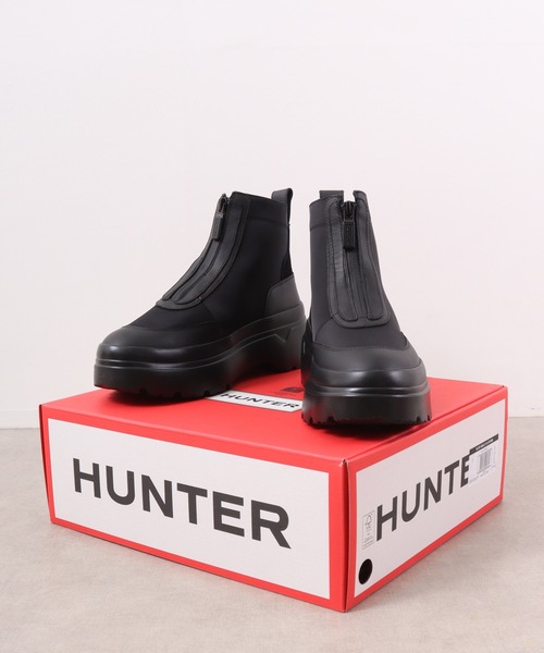 HUNTER】エクスプローラーアンクルジップフラットフォームブーツ
