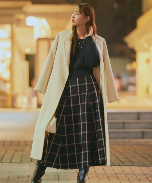 SNIDEL | 【WEB限定】チェックスリットデザインロングスカート - Buyee 