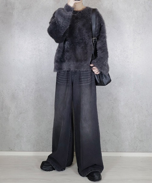 LOOSE/ルース | プラッシュシャギーニット/グラデーション/ボーダー