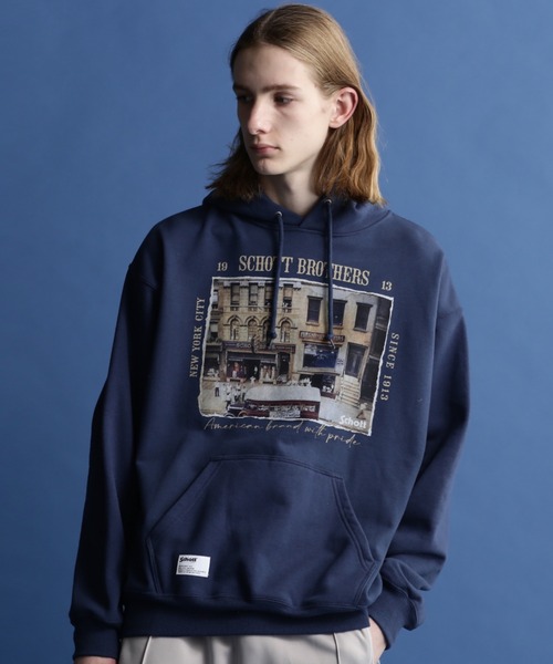 新品schott ショットプリントビッグシルエットスウェットパーカー