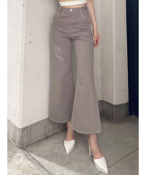 GYDA ハイウエストパンツ GYDA | ハイウエスト ダメージカラー ワイドパンツ - Buyee, an