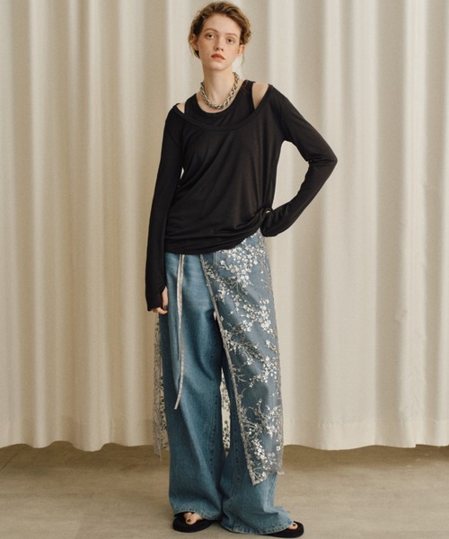 YAE | Flower spangle wrap skirt/フラワースパンコールラップスカート
