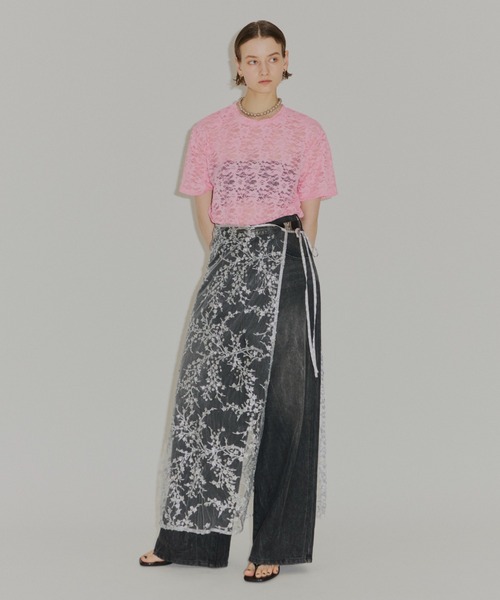 YAE | Flower spangle wrap skirt/フラワースパンコールラップスカート