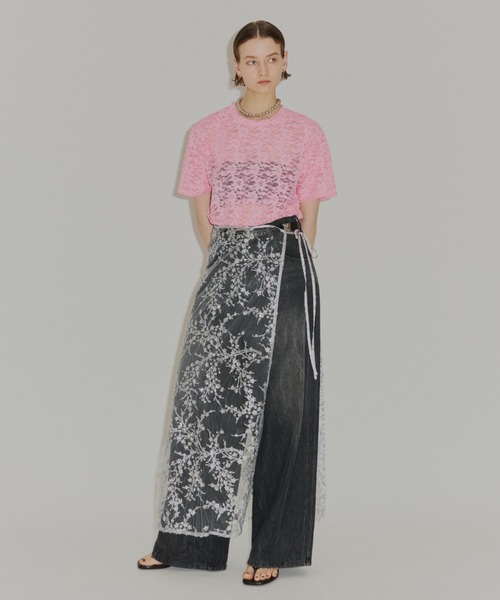 YAE | Flower spangle wrap skirt/フラワースパンコールラップスカート