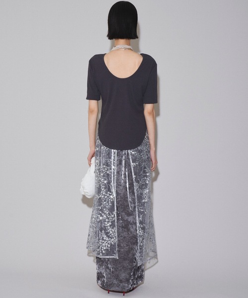 YAE | Flower spangle wrap skirt/フラワースパンコールラップスカート