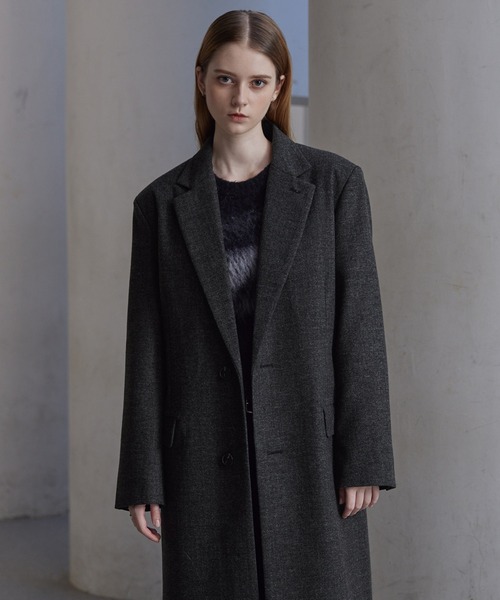 【CLEL】Wool Blend Herringbone Tweed Coat CLEL | 【CLEL】Wool Blend Herringbone Tweed Coat / ウールブレンド