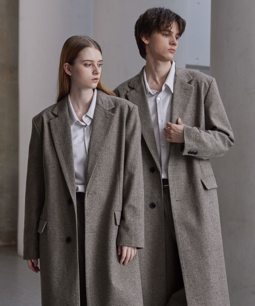 CLEL | 【CLEL】Wool Blend Herringbone Tweed Coat / ウールブレンド