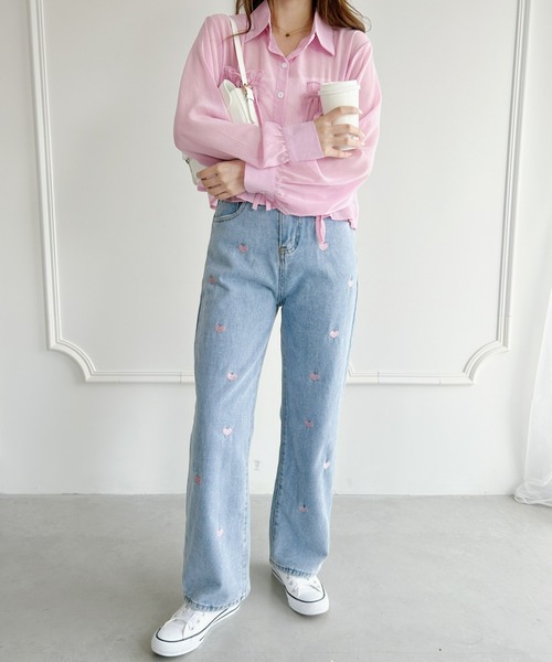 L*様 NoREMID リジットデニム　 ピンク刺繍 NOREMID GIRL リジットデニムピンク - メルカリ