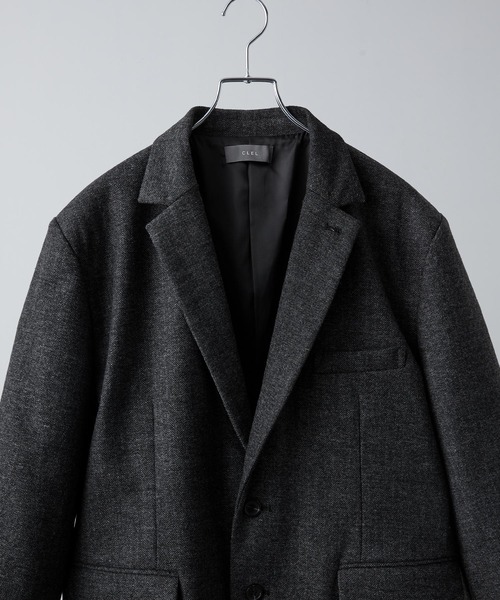CLEL | 【CLEL】Wool Blend Herringbone Tweed Tailored Jacket