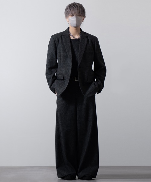 CLEL | 【CLEL】Wool Blend Herringbone Tweed Tailored Jacket 