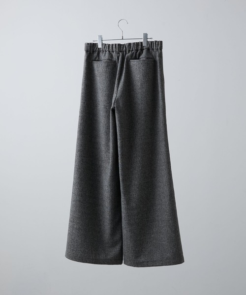 CLEL ウールブレンドヘリンボーンツイード 3Dパンツ　L ブラック CLEL | 【CLEL】Wool Blend Herringbone Tweed 3D Pants / ウール