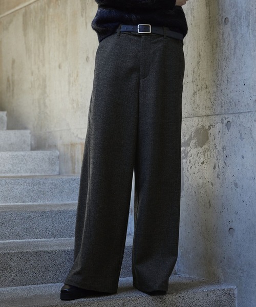 CLEL | 【CLEL】Wool Blend Herringbone Tweed 3D Pants / ウール