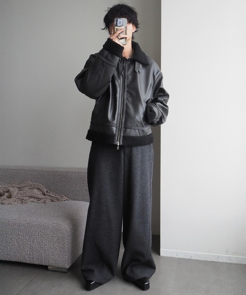 CLEL | 【CLEL】Wool Blend Herringbone Tweed 3D Pants / ウール