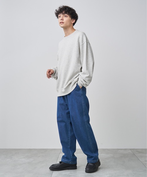 ジーンズ 「GRANCY」Sweat Docking Design Damage Buggy Denim Pants  