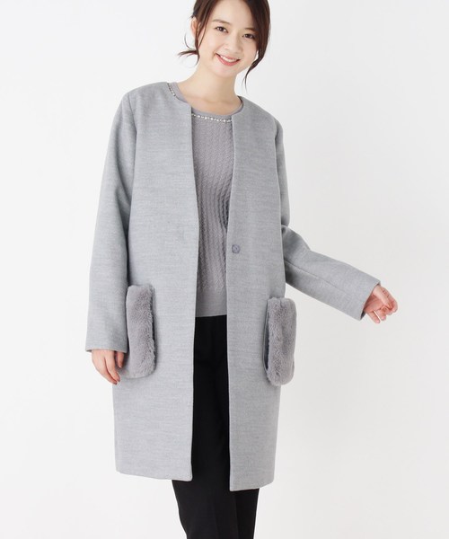 Index ファーポケノーカラーコート Buyee 通販代理購入サービス Zozotownでお買い物