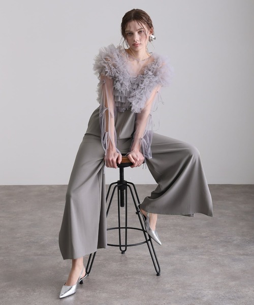 【新品】atlo シアートップス オールインワン パンツドレス　結婚式 ATLO | オールインワン パンツドレス 結婚式 二次会&ワイドパンツ