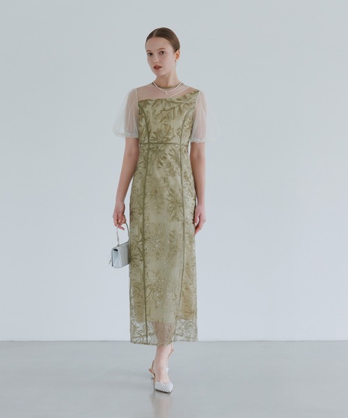 LEJA | 【LEJA】アシンメトリーシアーフラワードレスワンピース美脚