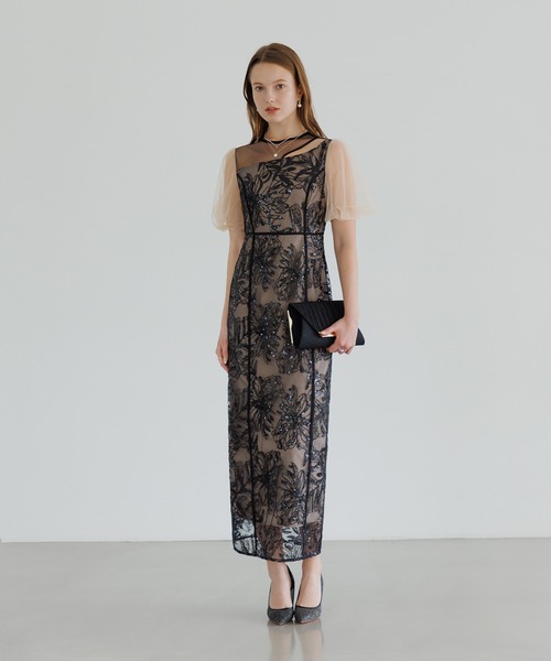 【LEJA】アシンメトリーシアーフラワードレスワンピース美脚効果結婚式 ドレス 94330516b_b_08_500.jpg