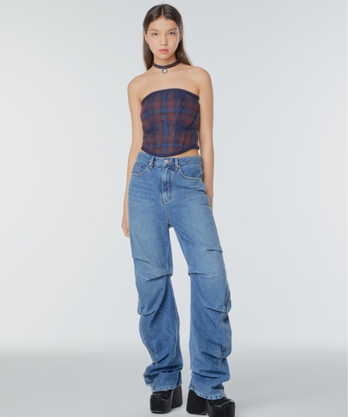 INSTANTFUNK | INSTANTFUNK/インスタントファンク Shirred jeans 