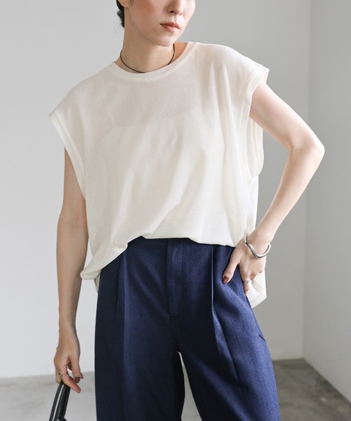 トップス　モカ SELECT MOCA | シアーフロッキーフレンチスリーブトップス