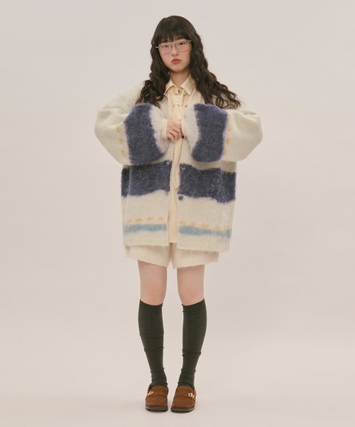 LOIN NUIT | nuance design knit cardigan / ニュアンスデザインニット