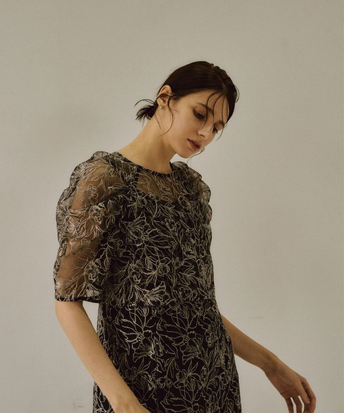 LE'RURE Cotton race souffle sleeve dress LE'RUREドレス Fluffy