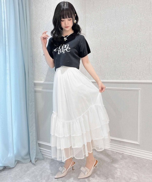 couture BY ROJITA チュール肩透かしトップス ブラック